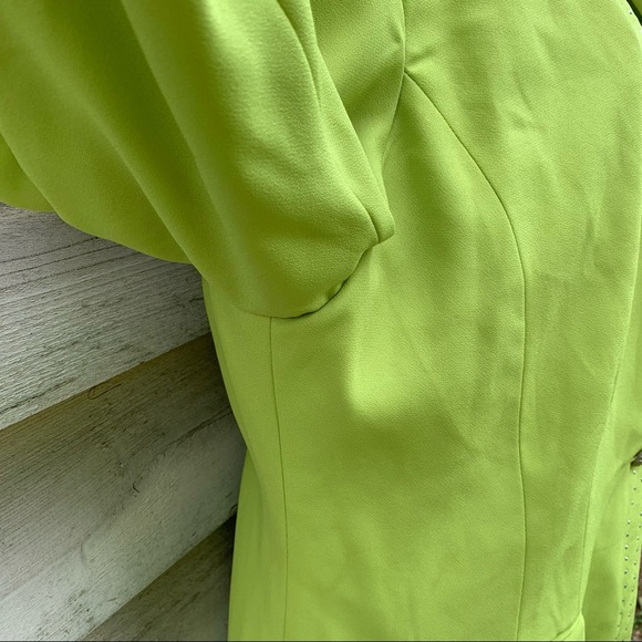 Vintage 80s Neon Lime Green Embellished Bejeweled 2 Piece Coordinated Skirt Set - Picture 12 of 16